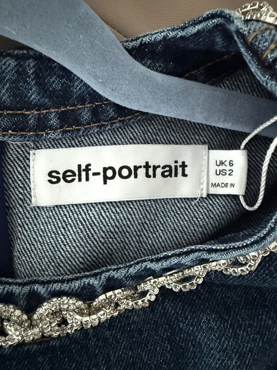 Self-Portrait Indigo Crystal Trim Mini Dress NWT Size 2 - Picture 10 of 10